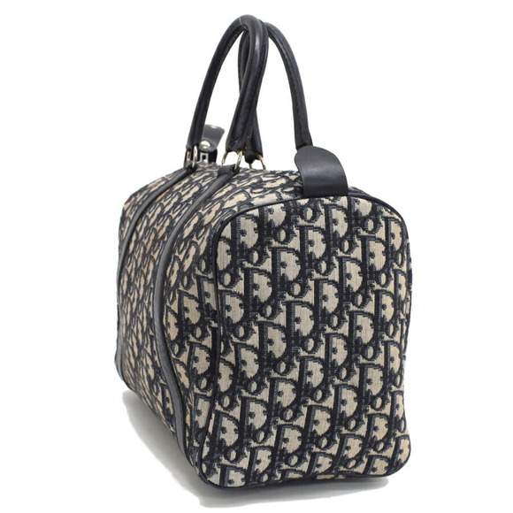 Christian Dior Trotter Handbag Small Boston Bag Navy Blue - Picture 2 of 9